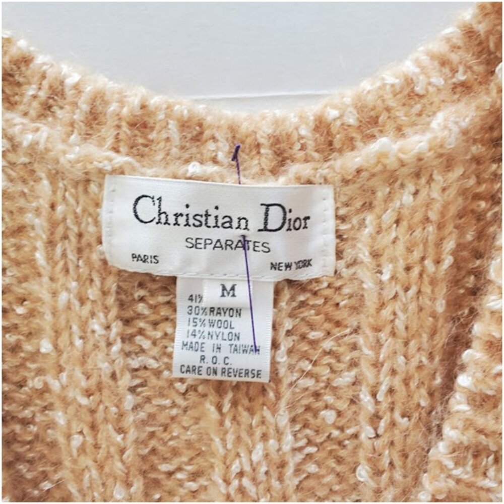 Vintage Christian Dior Cable Knit Wrap Sweater Vest Layer Sz M Old Money Preppy - Picture 2 of 11